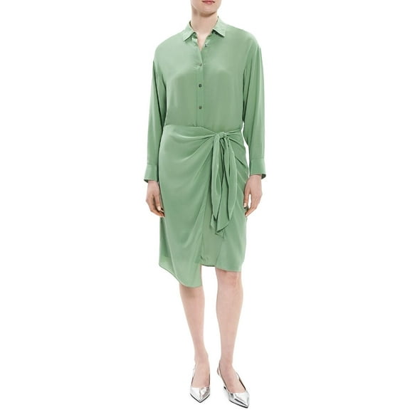 Theory womens Sarong Shirtdress, 4, Green