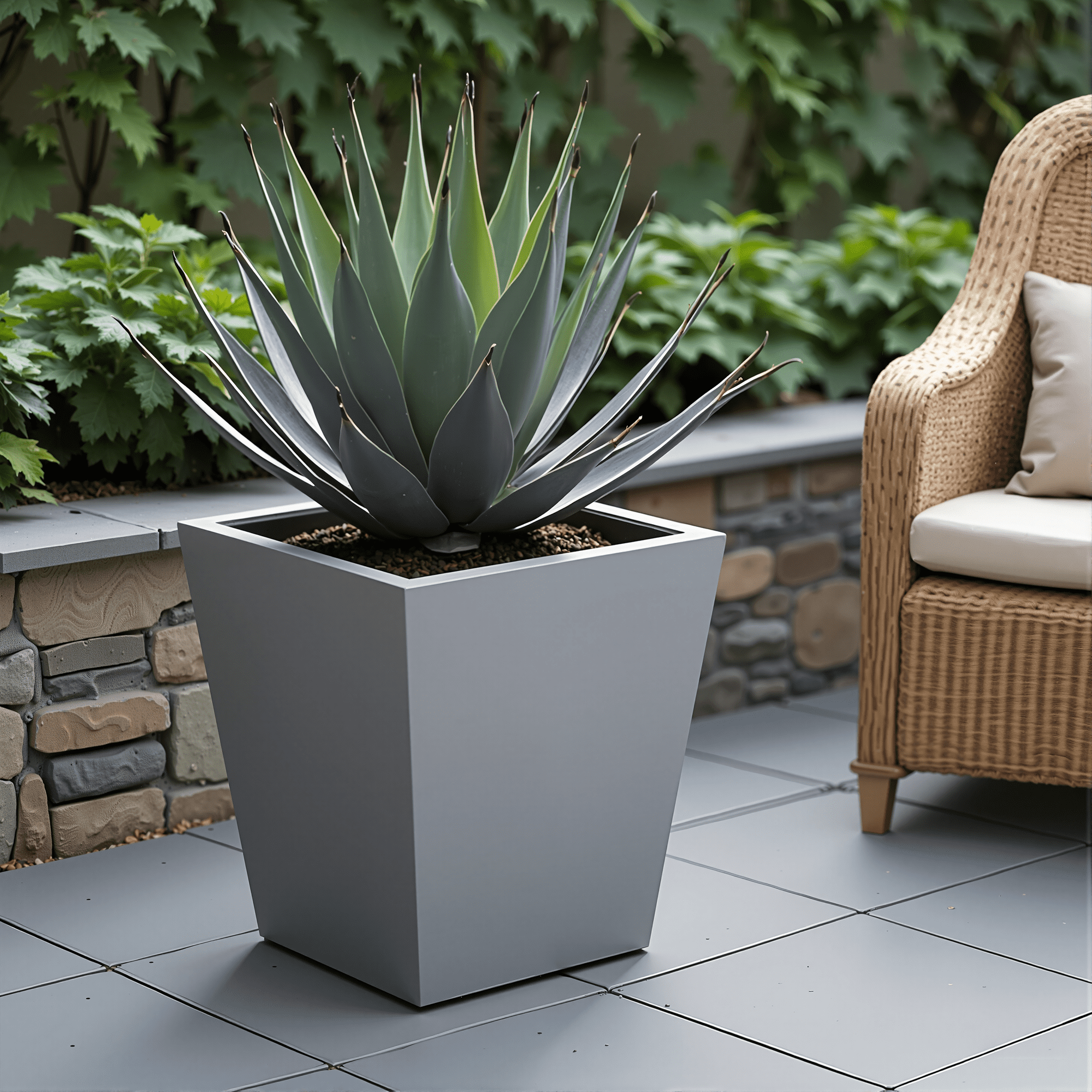 MAYEERTY 18*16*16" Gray Modern Metal Cone Planter with Drainage Hole for Outdoor Gardening, Patio & Balcony