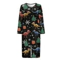 thumbnail image 5 of FOR U DESIGNS Dinosaur Christmas Tree Pattern House Dresses for Women Soft Long Sleeve House Dresses for Older Women Comfortable Zipper Dusters Robe Nightgowns Christmas Decor for Woman, 4XL, 5 of 8