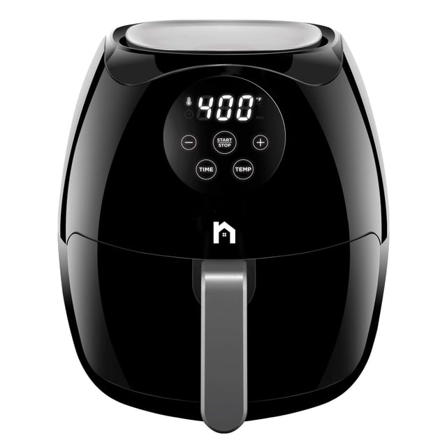 New House Kitchen Freidora de aire digital de 3,5 litros con cesta plana, freidora de aire con pantalla táctil, cesta antiadherente apta para lavavajillas, utiliza menos aceite para alimentos rápidos
