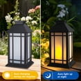 thumbnail image 4 of 2 Pack Solar Lanterns Outdoor Waterproof Flickering Flame Lights Black Metal Hanging Solar Lantern Patio Porch Garden Decoration, 4 of 8