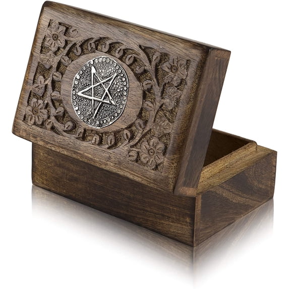 Great Birthday Gift Ideas Handmade Decorative Wooden Jewelry Box Treasure Box Jewelry Organizer Keepsake Box Treasure Chest Trinket Holder Lock Box Watch Box 6 x 4 Inch