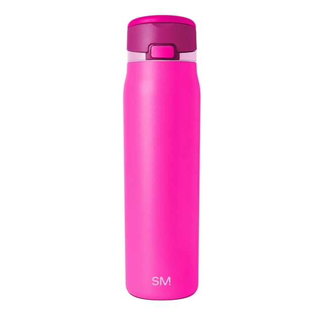 Botella de agua Simple y moderna con asa y pajita cubierta | Botellas de acero inoxidable aisladas aptas para portavasos de 30 oz para viajes, deportes y escuela | Vibraciones de frambuesa
