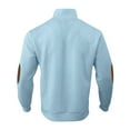 thumbnail image 3 of Dwelliawo Sweater for Men Cable Knit Quater Button Classic Collar Sweaters Elbow Patches Winter Long Sleeve Pullover Sky Blue 3XL, 3 of 6
