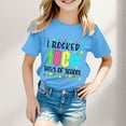 thumbnail image 2 of Boy Girls 100 Days of School Shirt Short Sleeve Tops Round Neck Back School Shirts Relaxed Fit Vacation Tops Pullover Tops,Blue,2-3 Years, 2 of 4