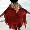 thumbnail image 2 of Hauaitttt Women Top Tassel Cape Vintage Suede Bucket Blanket Wrap Shawl Hooded Cloak with Sleeves for Women Large Head Scarf for Women Wrap Dress with plus Size Flapper Dresses Womens Cloaks And, 2 of 4