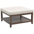 thumbnail image 1 of HOMCOM Table Basse de Rangement, Repose-Pieds Capitonné Rembourré, Beige, 1 of 10