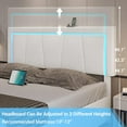 thumbnail image 4 of Queen LED Bed Frame with 4 Storage Drawers and USB Ports and LED Headboard, Faux Leather Upholstered Platform Bed Frame with 3 Side Light Strip,White, 4 of 8