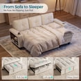 thumbnail image 3 of LINSY HOME 83" Modular Sectional Sofa with Pull Out Bed, Multi-functional Armrest & Storage Chaise, 3-Seat Pull Out Couch with Shelves, USB Ports & Cup Holders, Chenille Beige, 3 of 11