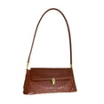 thumbnail image 2 of Bolso de mano de piel sintética para mujer, tipo sobre, con asa superior, ideal para ir al trabajo. Marrón con textura, 2 of 8