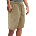 thumbnail image 2 of Men's Drawstring Elastic Waist Multi Pocket Lightweight Cotton Cargo Shorts (Beige, 34), 2 of 4