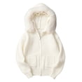 thumbnail image 6 of WAVSUF Girls Hooded Knitted Cardigan, Soft Comfort with Zipper Long Sleeve Fall Warm Trendy Jackets White 13, 6 of 7