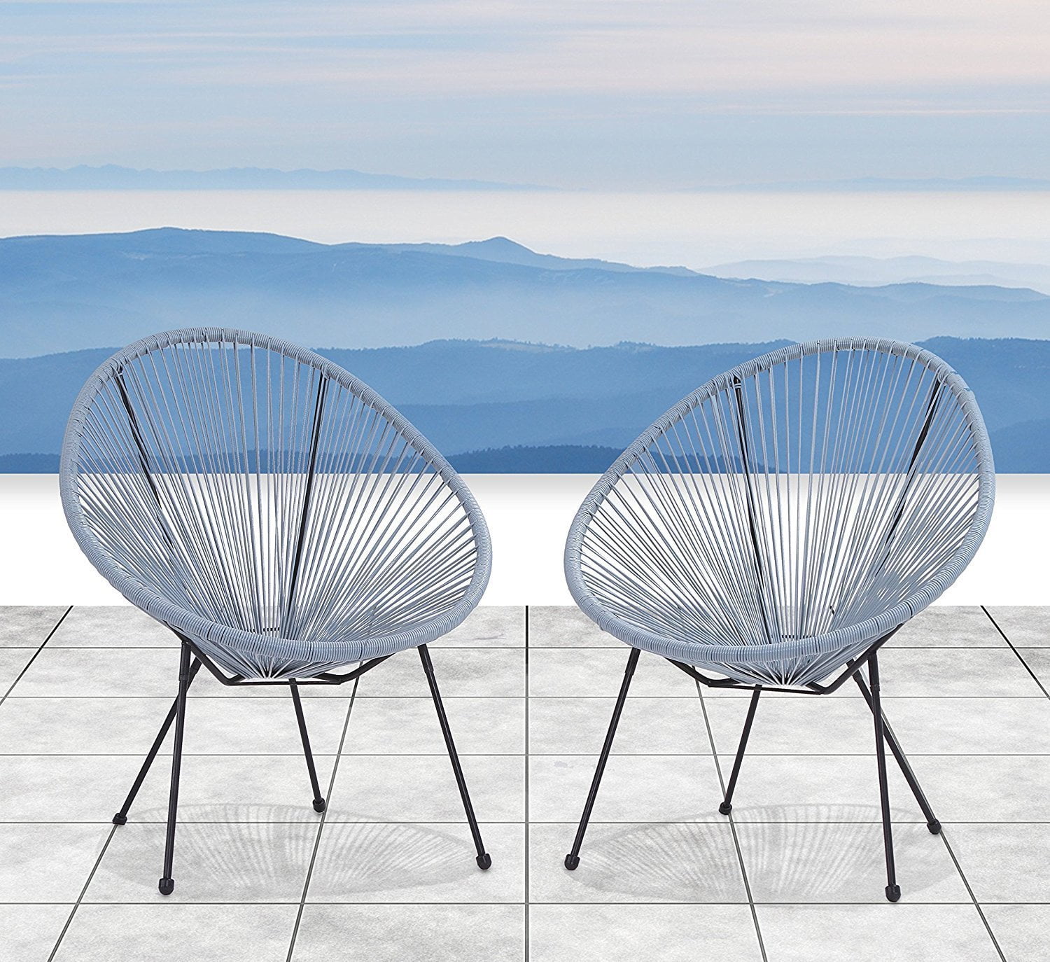 All-Weather Wicker Indoor/Outdoor Round Lounge Chair Set of 2 Patio