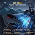 thumbnail image 4 of TakeMov Electric Bike for Adults, 750W Motor, 48V/25Ah, 80 Miles, 20"x4" Fat Tire Ebike, 7-Speed, E Mountain Bike, NFC Unlock, Class 3, UL2849, 4 of 9