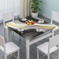 thumbnail image 3 of Black White Gold Marble Wave Dot Pattern Square Fitted Tablecloth with Elastic Edge,Square Table Cover,Washable Elastic Table Cover for Home Kitchen Party Decor 34"x34", 3 of 6