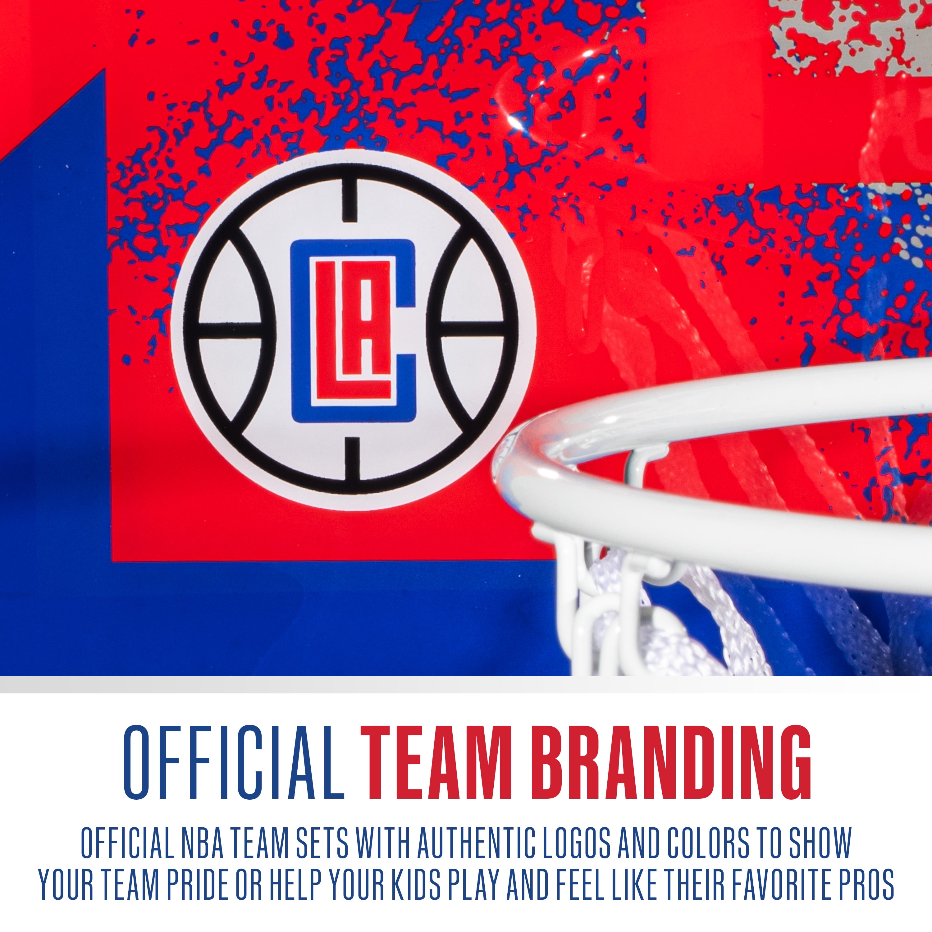 Franklin Sports NBA Los Angeles Clippers Over the Door Basketball Hoop - Kids Indoor Basketball Hoop with Mini Basketball - NBA Fan Shop Mini Hoop for Bedroom + Office - Over the Door Mini Hoop Set