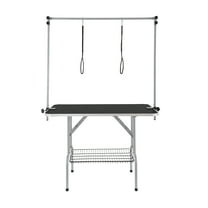 KFFKFF Pet Grooming Table with Dual Arms and Clamp, 46'' Foldable Grooming Station for Small to Medium Dogs, Includes No Sit Haunch Holder and Grooming Loop, Supports Up to 330 lbs