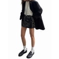 thumbnail image 3 of Mini Sequin Skirt for Women Stretchy Pencil Bodycon Night Out Party Club Sparkly Skirts Black M, 3 of 10