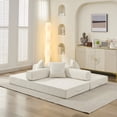 thumbnail image 5 of Aukfa Convertible Sleeper Sofa Bed King Floor Futon Couch for Living Room Bedroom, Chenille, Beige, 5 of 10