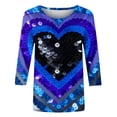 thumbnail image 6 of Blmnix Womens Blouses Casual Love Heart Valentine Pullover Outfits 3/4 Sleeve Crew Neck Birthday Shirts for Women, 6 of 6