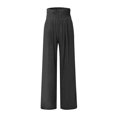 thumbnail image 4 of DENGDENG Petite Palazzo Pants for Women Solid Color Fall Pockets Wide Leg Pants Elastic Flowy Loose Fit Compression Workout Pants Women Pleated High Waisted Straight Womens Casual Pants Black 3XL, 4 of 5