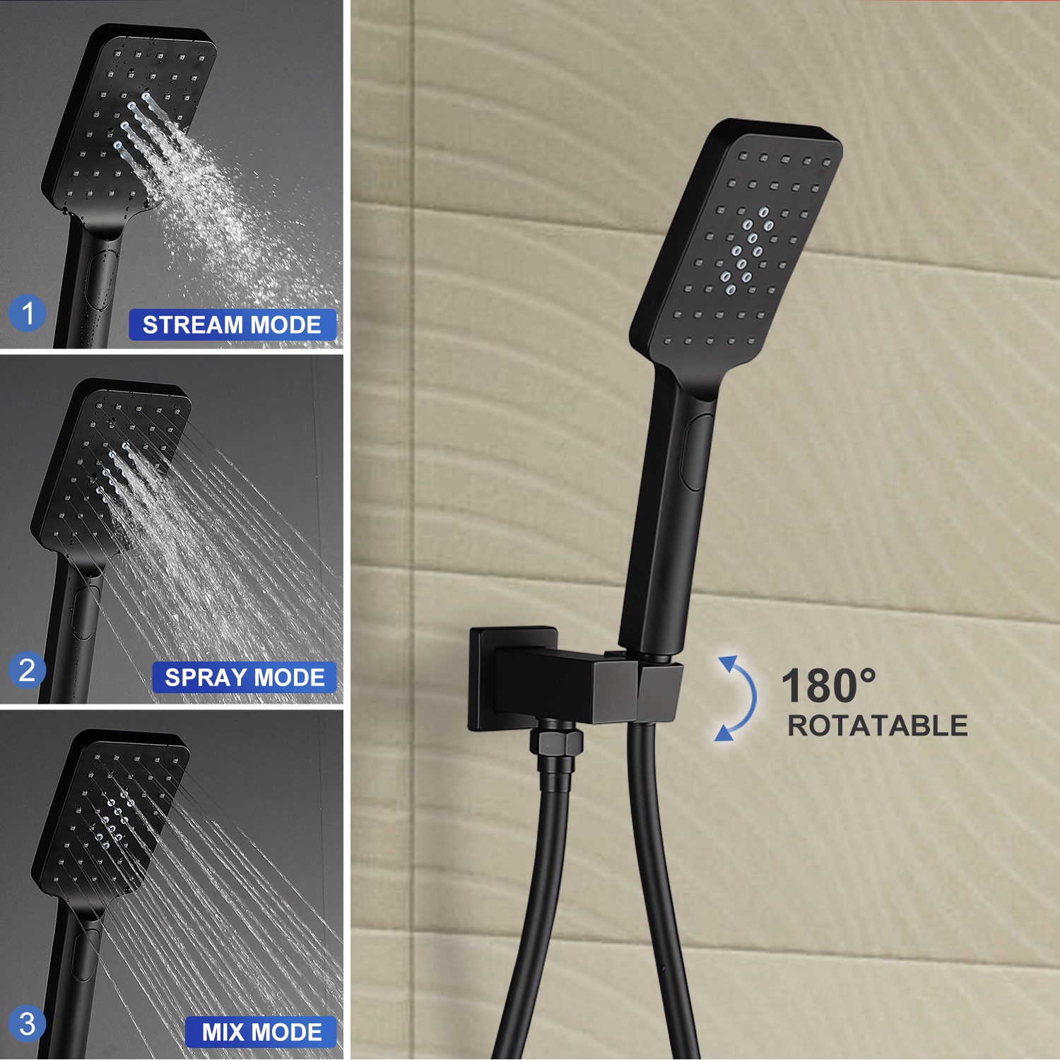 Rainlex One-Handle 1-Spray Setting Matte Black Bathtub Shower Faucet