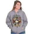 thumbnail image 3 of Love Kills Trust No One Skull Tattoo Unisex Fleece Graphic Zip Up Hoodie Brisco Brands 3X, 3 of 5
