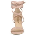 thumbnail image 2 of BLISSFUL STEP Women's Open Toe Lace Up Chunky High Heels Sandals Dust Pink (Size 9), 2 of 6