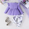 thumbnail image 4 of AJIWYH Baby Girls Erfly Print Long Sleeved Long Sleeve Top + Trousers 2 Sets Girl Clothes (Purple,9-12 Months), 4 of 6