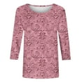 thumbnail image 3 of Felirenzacia Women’s Light Gray Shirt, Long Sleeve, Round Neck Blouse with Purple and Gray Peony Floral Print, 3 of 5