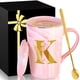 thumbnail image 1 of Taza de café de cerámica MNZZ de mármol rosa con tapa y dorado, 1 of 7