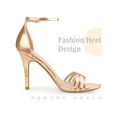 thumbnail image 3 of BLISSFUL STEP Open Toe Strappy Ankle Strap Stiletto Heel Sandals  for Women Rose Gold 10, 3 of 6