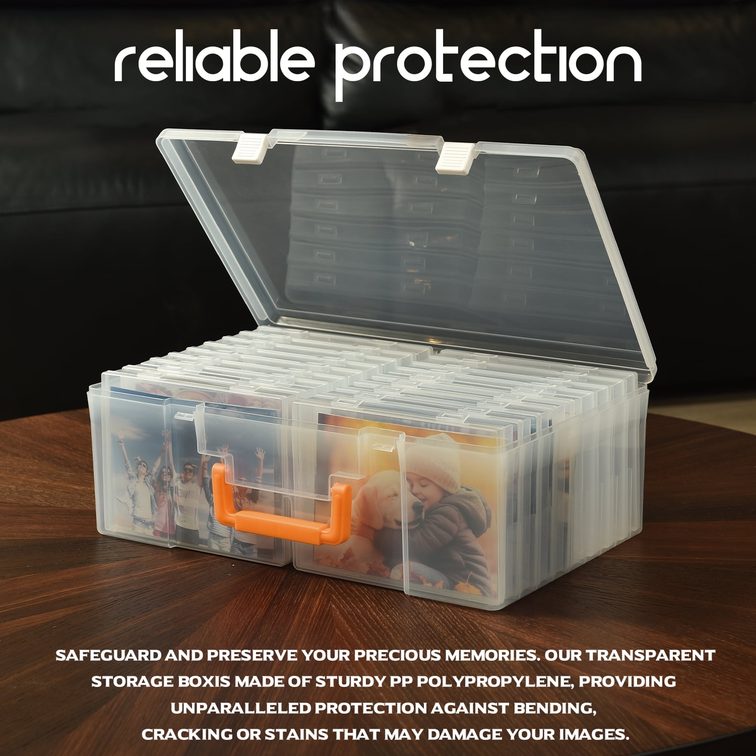 Photo Storage Box 4x6, 18 Inner Extra Large Organizer Acid-Free Photo Keeper Storage Case, Plastic Craft Storage Box for Stickers Stamps Seeds (Clear, 18 Boxes)