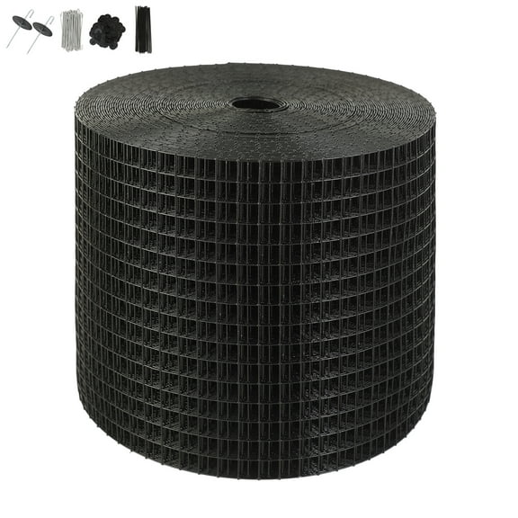 KFFKFF Solar Panel Bird Protection, 6 inch x 100ft, Complete with 100 Aluminum Alloy Attachments, Rust-resistant PVC Coated Guard, 1/2 inch Wire Mesh Roll