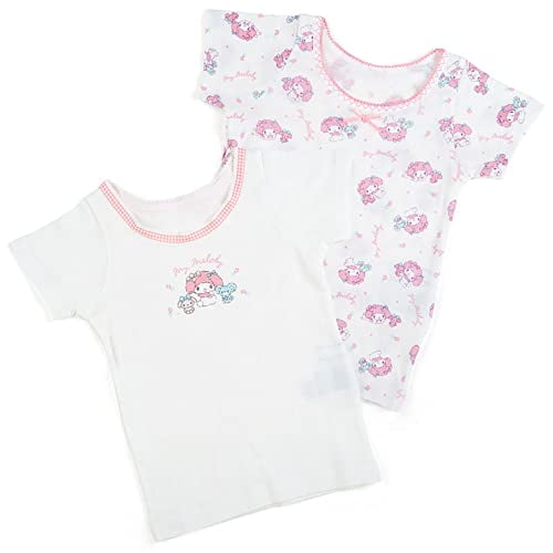 Sanrio Underwear Short Sleeve 90cm 100% Cotton My Melody My Melody 2 Discs  With Name Space Inside Total Pattern Washing Girl Character 288811 SANRIO 