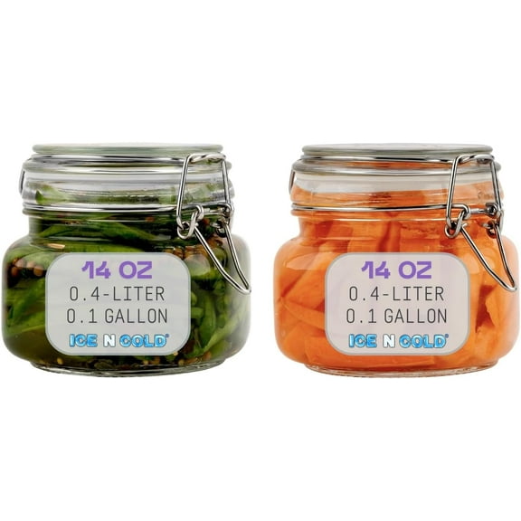 Airtight Glass Storage Jars with Clamp Lid – Food Storage Containers with Rubber Gasket Seal – Pantry & Kitchen Canisters for Dry Goods, Coffee, Sugar, Pasta – 0.4L to 2.2L Sizes (2, 14oz | 0.4L)