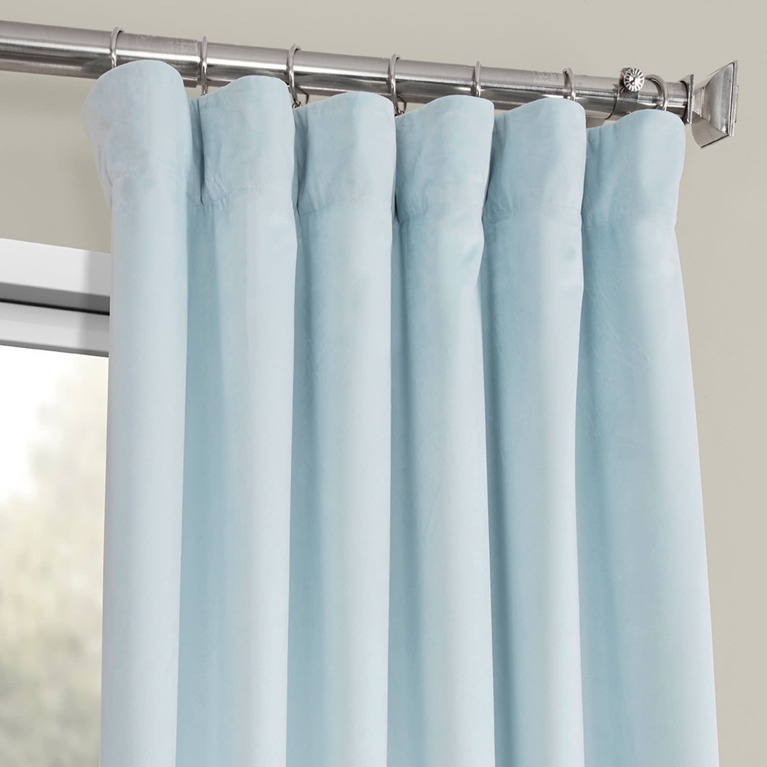 Half Price Drapes Aquarius Blue Heritage Plush Velvet Room Darkening Curtains (1 Panel), 50W X 120L