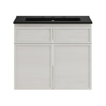 St. Tropez 24" Wall-Mounted Bathroom Vanity in White Oak with Black 3-Hole Widespread Sink Top