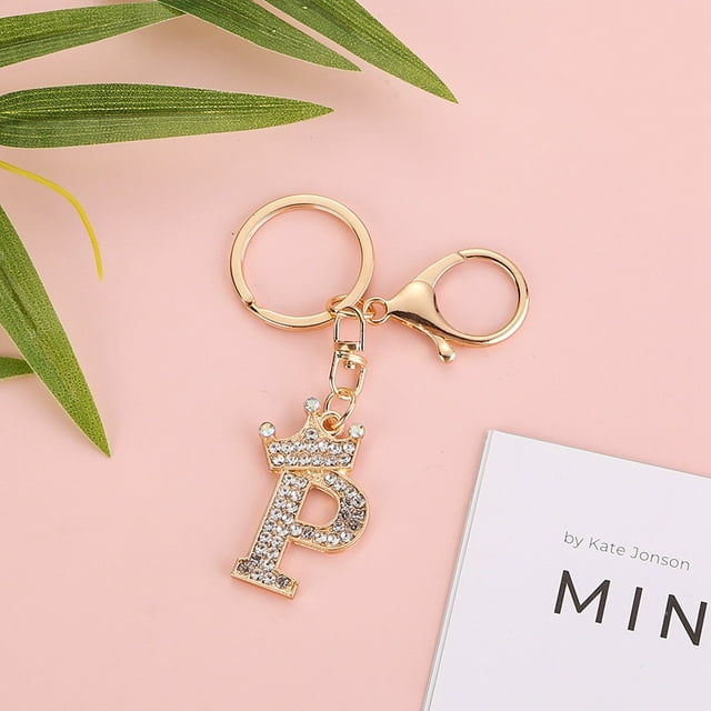 Stylish Metal Alphabet Letter Keychain Fashion Jewelry Accessory for Bags and Personal Items with Exquisite Encrusted Detailing