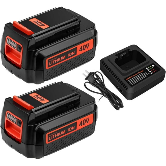 2 Packs 3.6Ah 40 Volt LBX2540 Battery and LCS40 Charger Compatible with Black and Decker 40V Lithium ion Batteries LBX1540 LBX2040 LBX2540 LBXR36 LBXR2036 LBX36