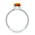 thumbnail image 2 of Rosec Jewels Pear Shape Created Orange Sapphire Solitaire Ring with Moissanite for Women, 18K White Gold, US 3.00, 2 of 9
