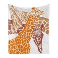 thumbnail image 1 of Giraffe Soft Flannel Fleece Throw Blanket, Sketch of a Family Safari Wildlife in Tall Animal Zoo Camouflage, Cozy Plush for Indoor and Outdoor Use, 60" x 80", Orange White Brown, by Ambesonne, 1 of 6