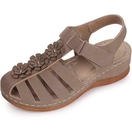

Closed Toe Sandals for Women Casual Summer Hollow Out Vintage Wedge Sandal Gladiator Outdoor Shoes
