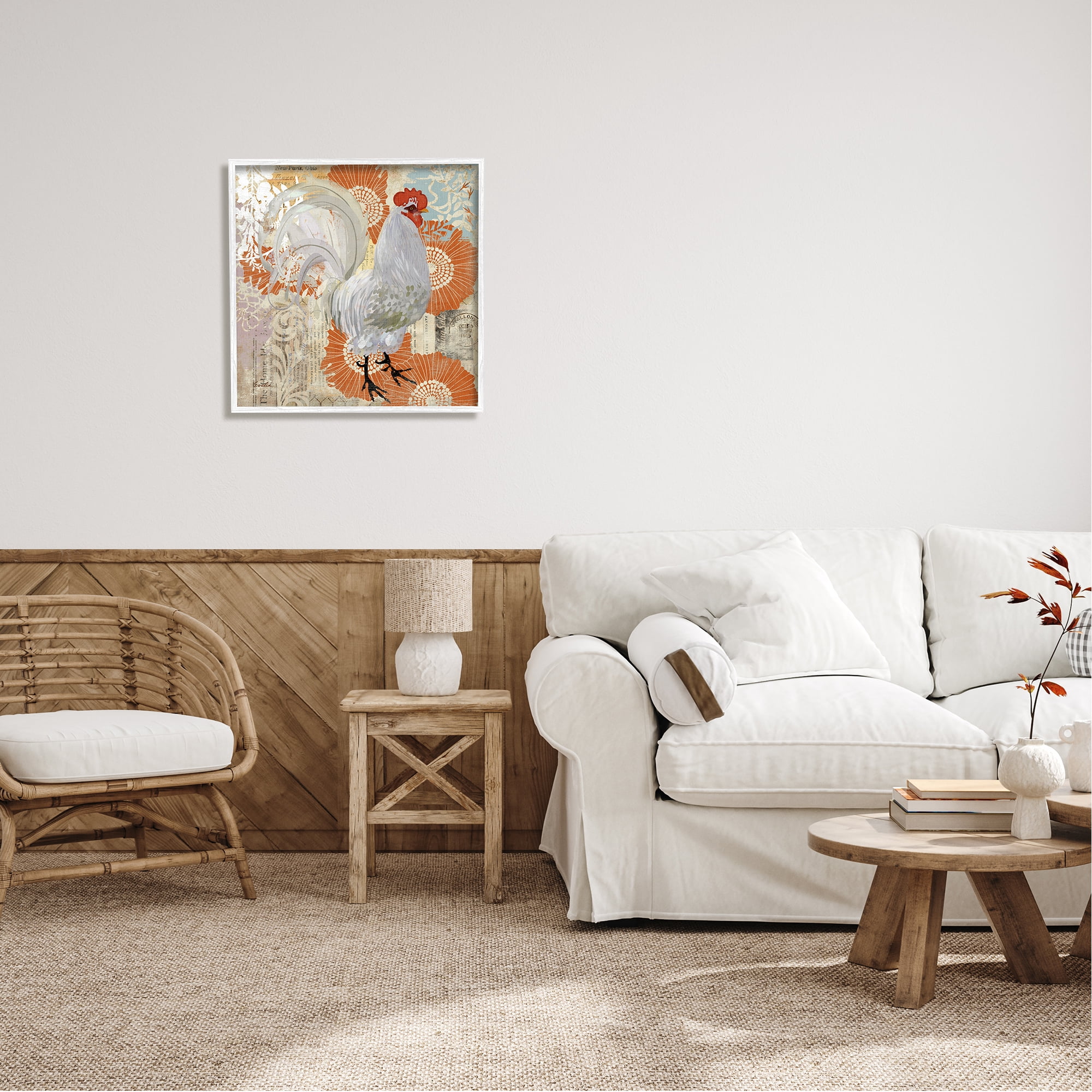 Stupell Floral Chicken Kitchen Collage Animals & Insects Painting White Framed Art Print Wall Art