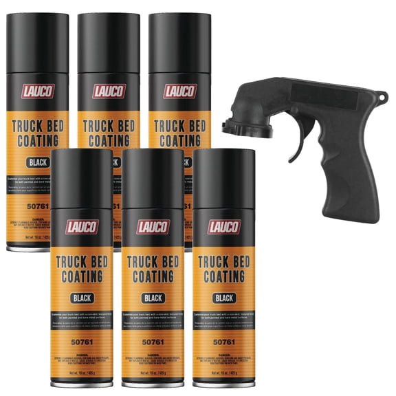 Truck Bed Coating Black Aerosol Spray Can 15oz - Textured, Suitable For All Truck Beds Quantity: 6 Pack with Gun