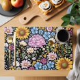 thumbnail image 2 of Sunflower Placemats Set of 6, Colorful Flowers Summer Botanical Placemats for Dining Table, Place Mats for Kitchen Tabletop, Waterproof Wipeable Dining Table Mats Set, 2 of 9
