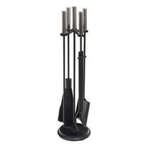Achla Designs Minuteman International Contemporary Bedford Fireplace Set of 4 Tools, 30.25 Inch Tall, Black and Polished Chrome