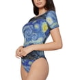 thumbnail image 2 of Gaeub The Starry Night Women'S Short Sleeve One Piece Swimsuit Sexy High-Waisted Bodysuit For Swimming, Beach, Sports - Small, 2 of 9