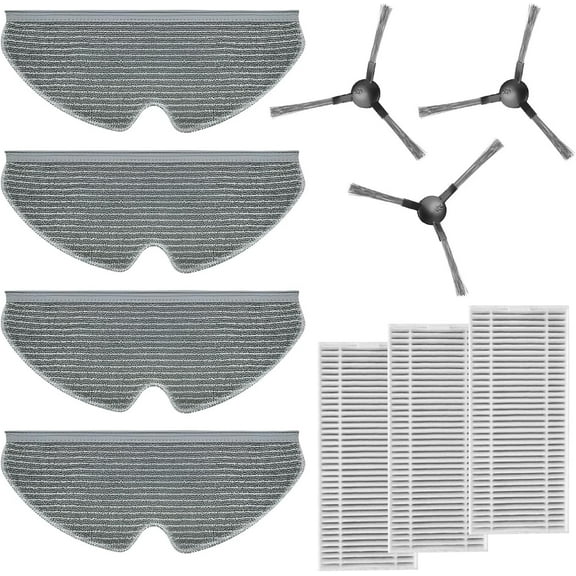 GOOVI Robot Vacuum Cleaner Side Brush (Pack of 3), Filter (Pack of 3) and Mop Pads(Pack of 4) Compatible for T7S
