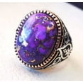 thumbnail image 4 of Purple Copper Turquoise Mens Ring, Natural Copper Turquoise, Silver Jewelry, 925 Silver Ring, Birthday Gift, Heavy Mens Ring, Arabic Design, Ottoman Style Ring, Christmas, Turkey Mens Signet Ring, 4 of 6